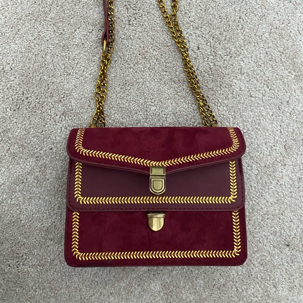 Red Vegan Leather Handbag Crossbody